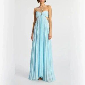 A.L.C. Moira Satin Pleated Maxi Dress